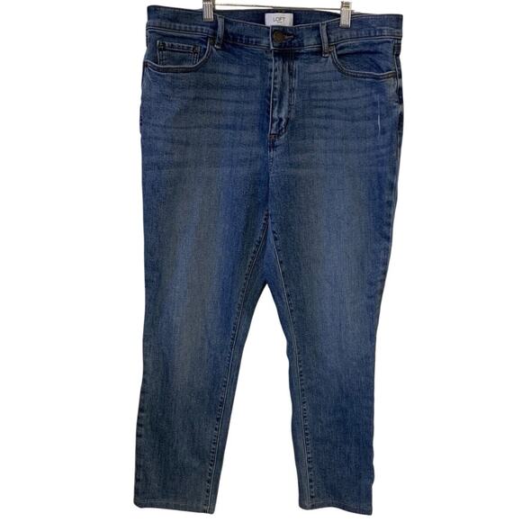 Loft Outlet Jeans Women's 12 Cropped Distressed Stretch 25" Inseam Medium Wash - Picture 1 of 7